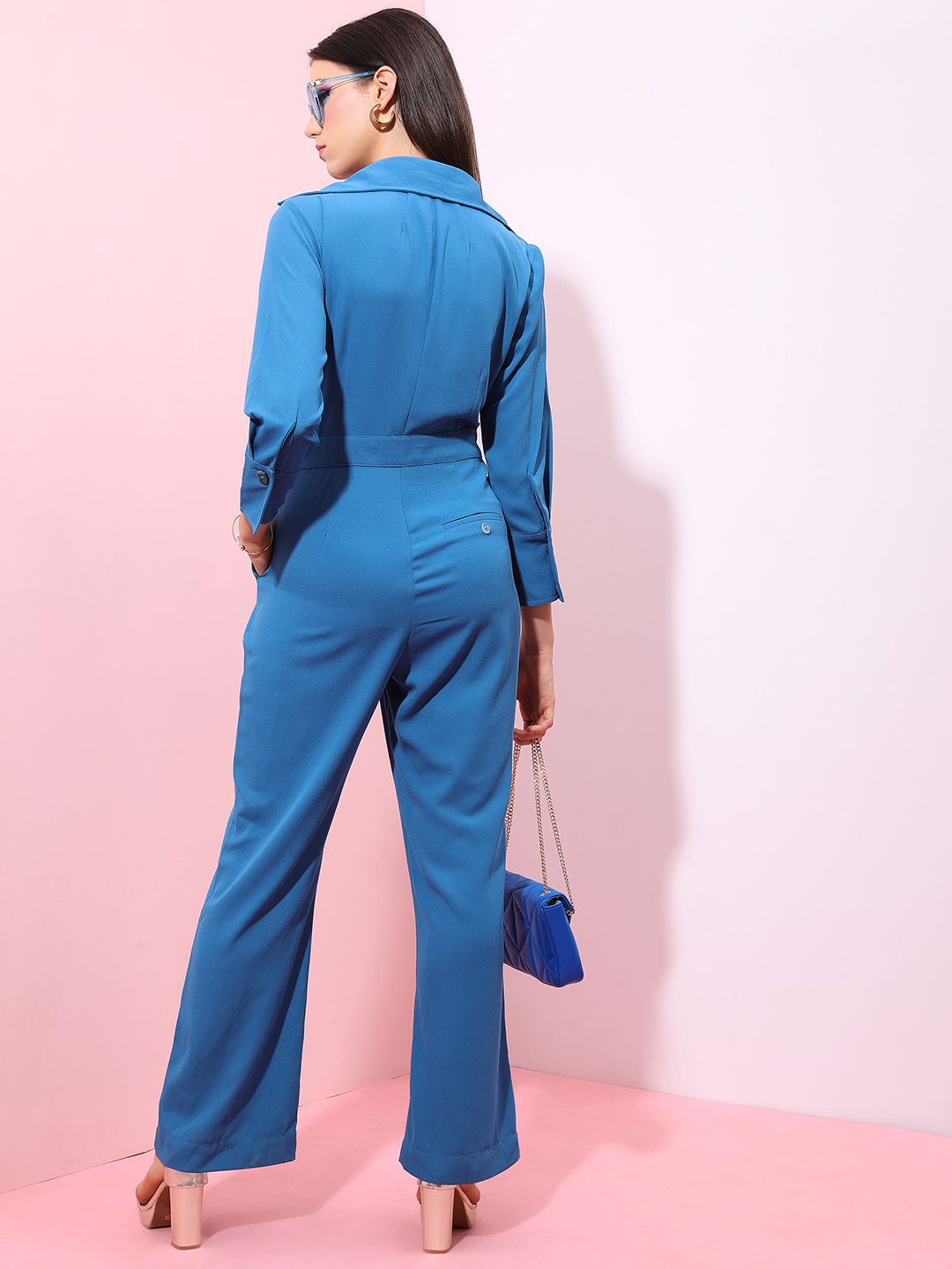 Tokyo Talkies Women Solid Three-Quarter Sleeves Basic Jumpsuit