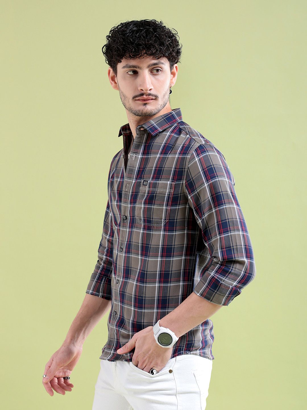 The Indian Garage Co Men Regular Fit Checked Casual Shirt
