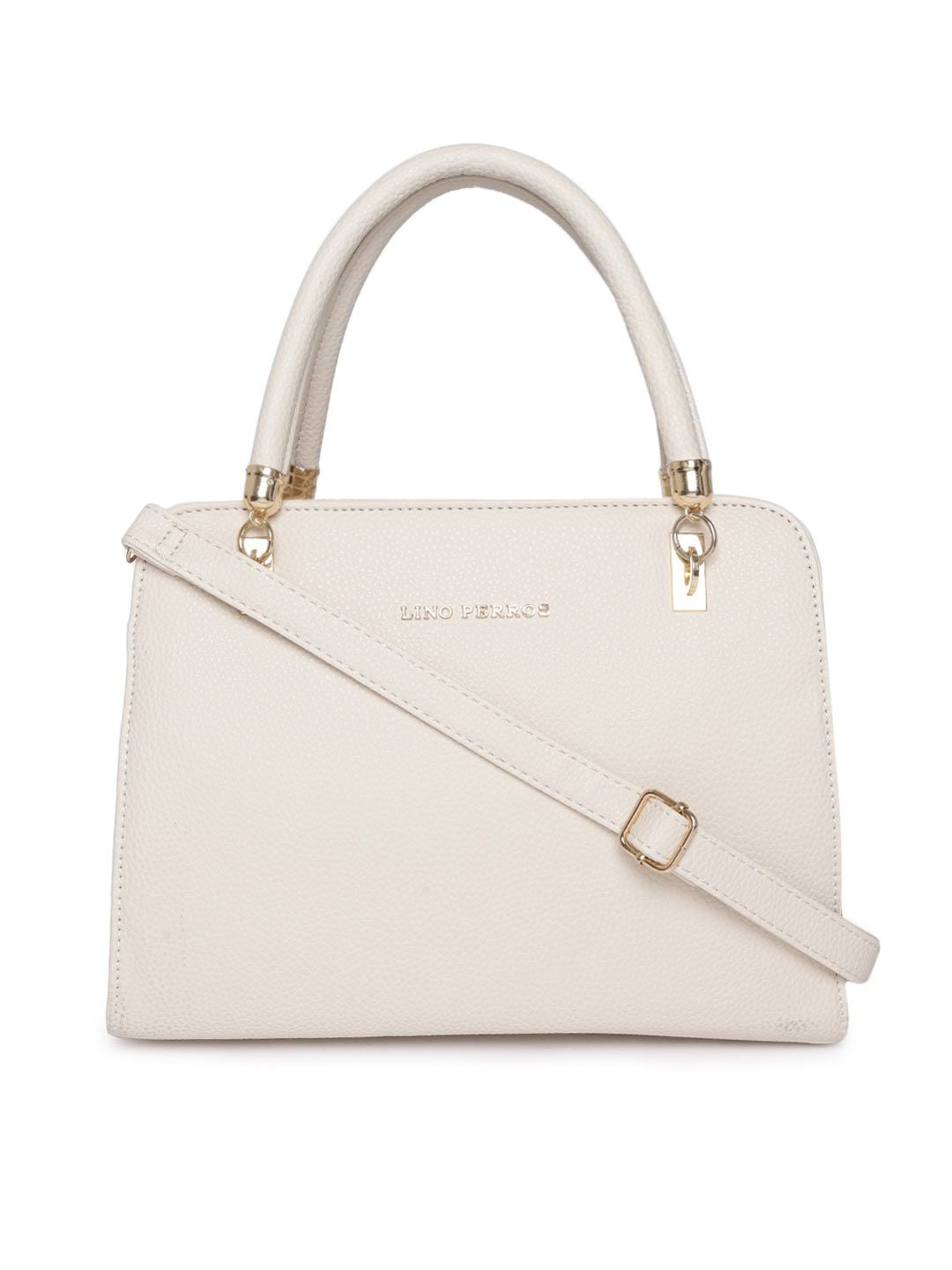 Lino Perros Off-White Solid Handheld Bag with Sling Strap