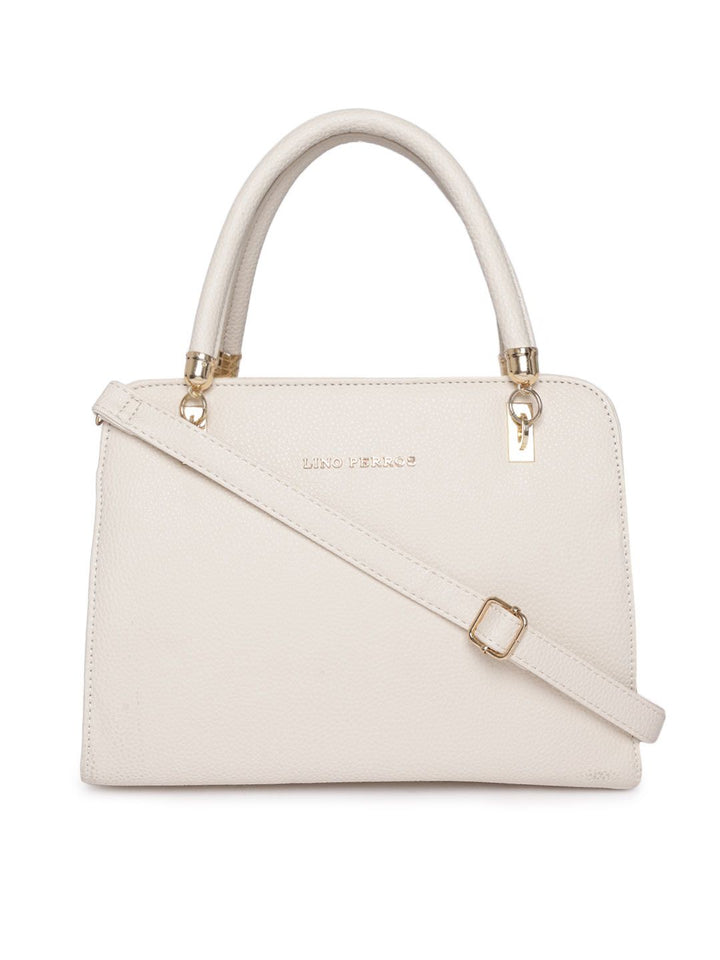Lino Perros Off-White Solid Handheld Bag with Sling Strap