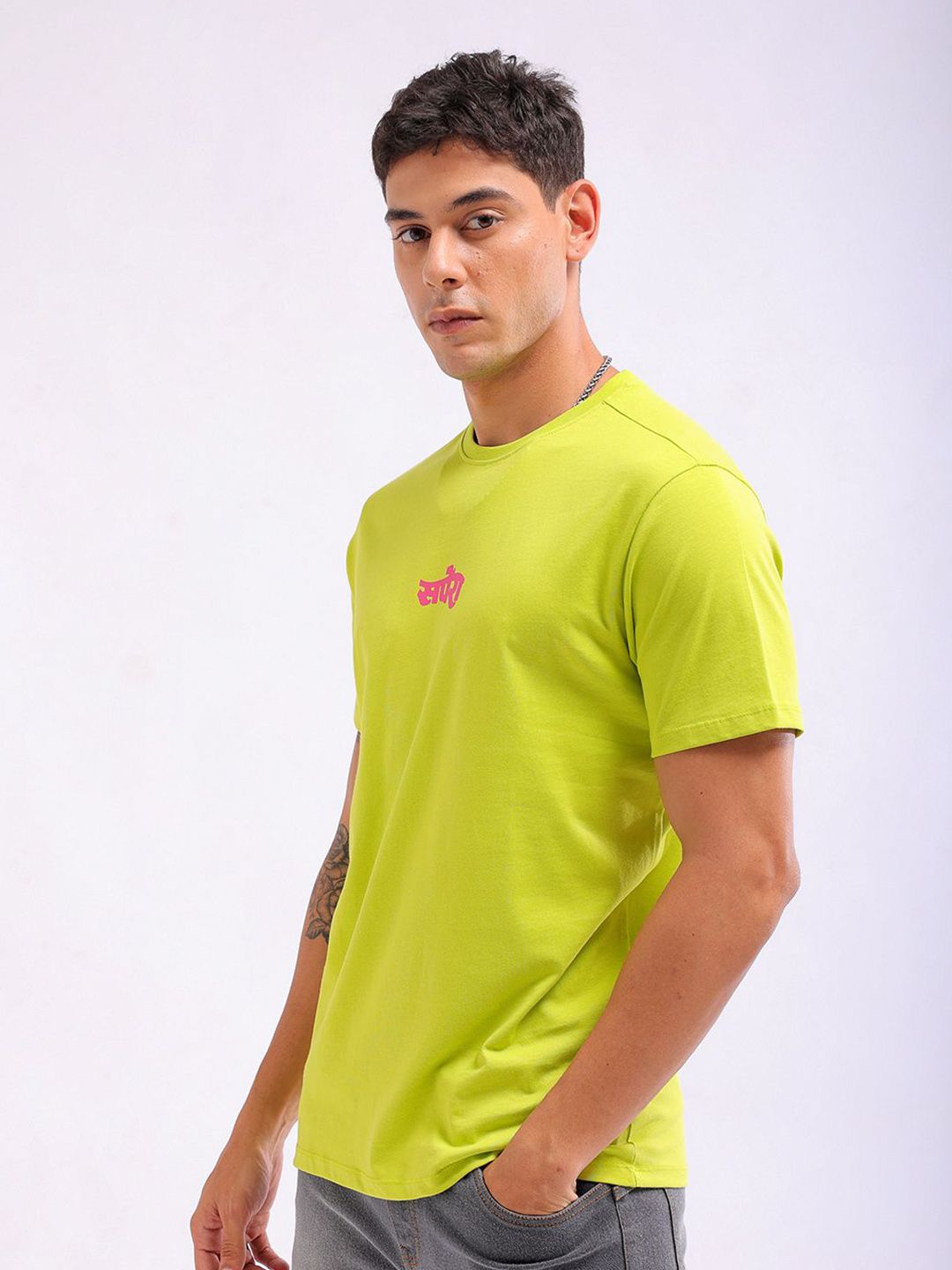 The Indian Garage Co Men Graphic Printed Pure Cotton Slim Fit T-shirt
