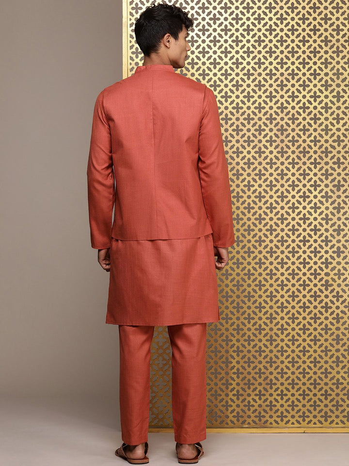 House of Pataudi Men Jashn Kurta & Trousers With Nehru Jacket