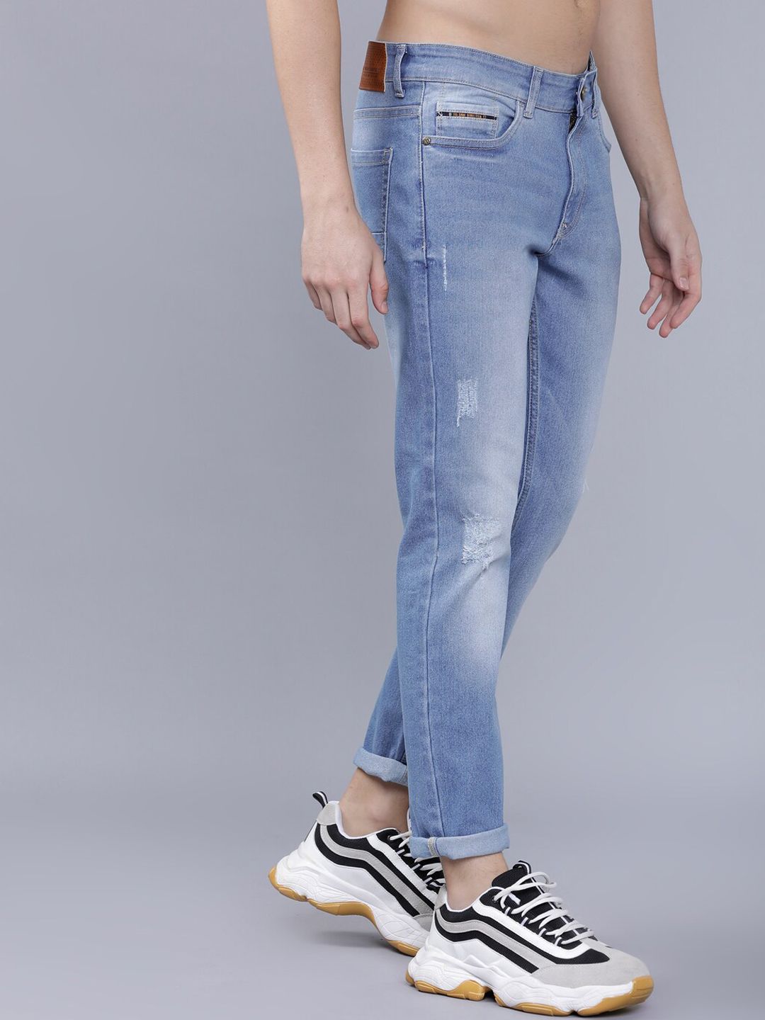 The Indian Garage Co Men Blue Slim Fit Mid-Rise Mildly Distressed Jeans