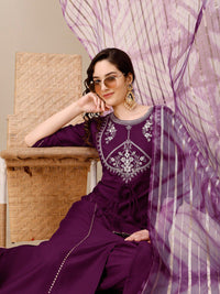 KALINI Floral Yoke Design A-Line Kurta With Palazzos & Dupatta