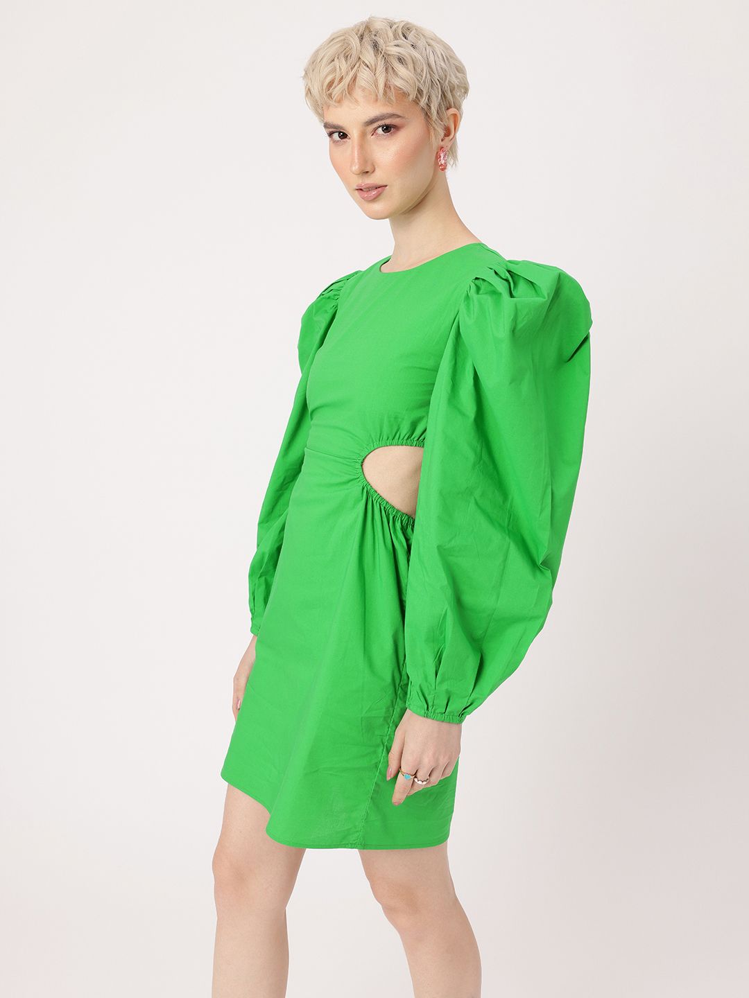 DressBerry Dare To Bare Power Shoulders Cut-Out Sheath Mini Dress