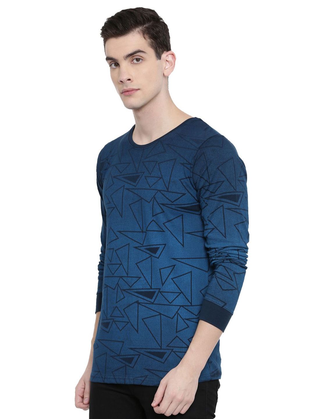 ADRO Men Geometric Printed Round Neck T-shirt