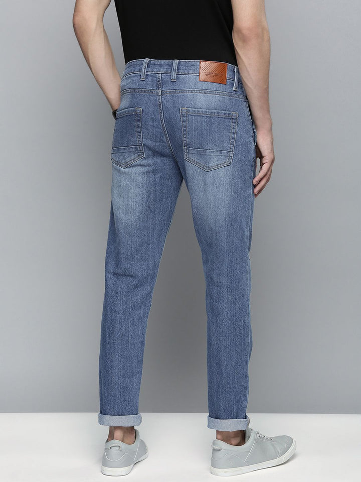 The Indian Garage Co Men Blue Slim Fit Mildly Distressed Stretchable Jeans