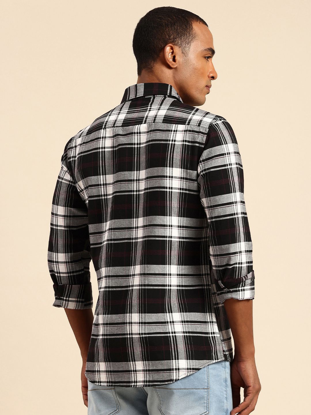 Being Human Slim Fit Opaque Pure Cotton Checked Casual Shirt