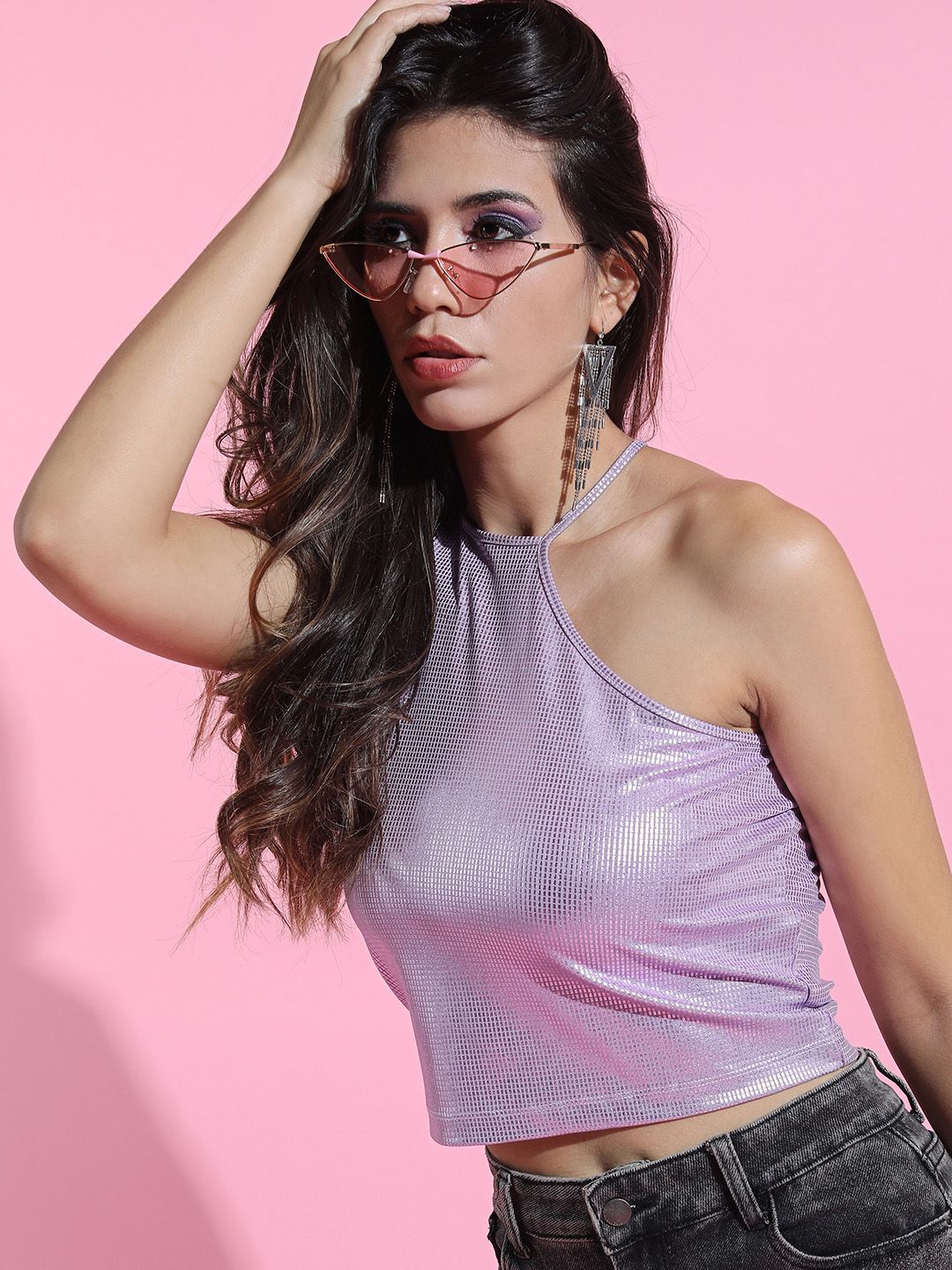 Tokyo Talkies Lavender Halter Neck Tank Top