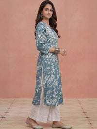Rumah Wanita Chikankari Kurta Chikankari Sulaman Bunga