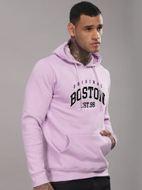 ADRO Men Typography Printed Hood Cotton Pullover Ribbed Sweatshirt
