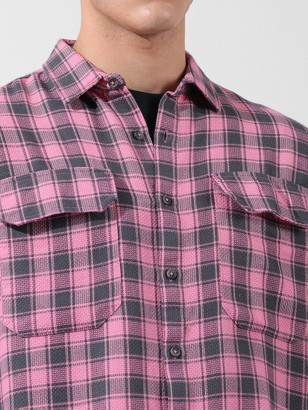 The Indian Garage Co Men Relaxed Fit Checkered Dobby Casual Shirt
