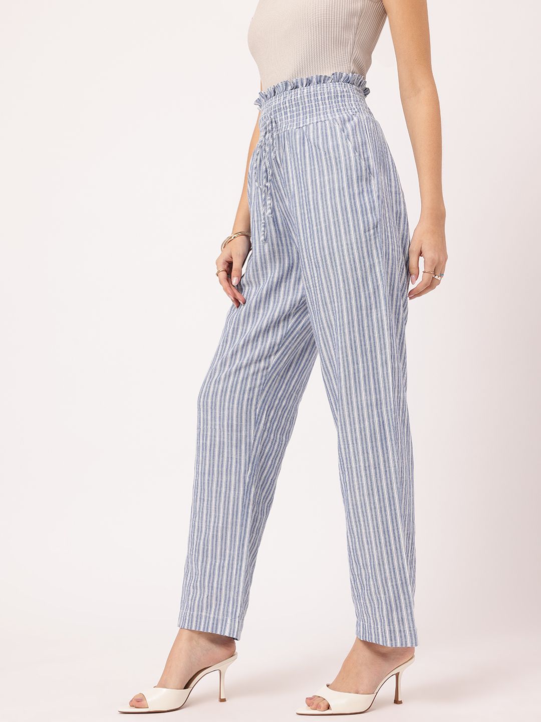 DressBerry Women Laid-Back Luxe Striped Trousers