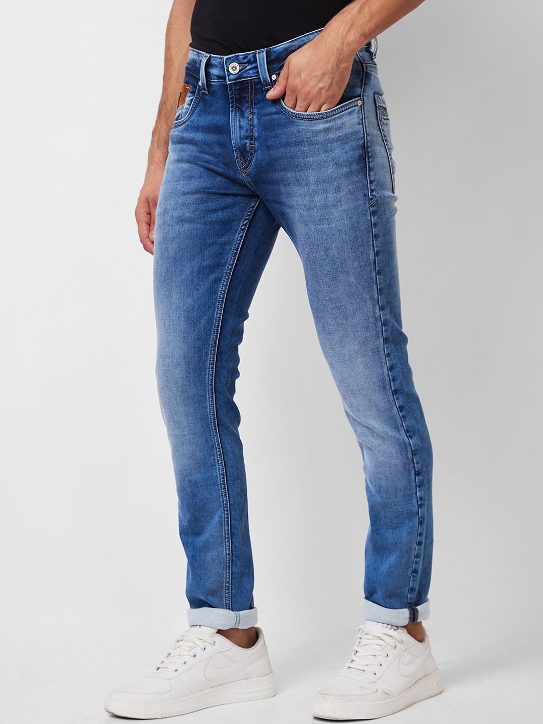 SPYKAR Men Skinny Fit Low-Rise Clean Look Heavy Fade Cotton Jeans