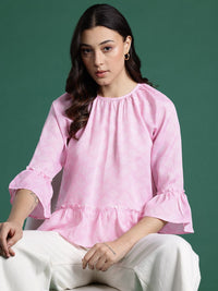 DressBerry Geometric Print Flared Sleeve Top