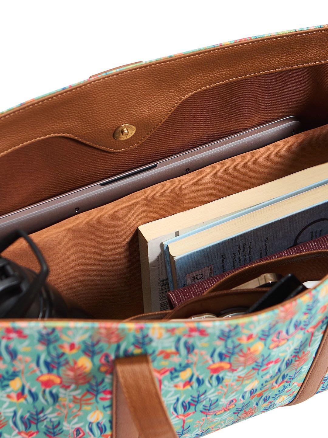 TEAL BY CHUMBAK Floral Printed Shopper Handheld Beg