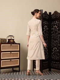House of Pataudi Pure Cotton Floral Embroidered Sequinned Angrakha Jashn Kurta