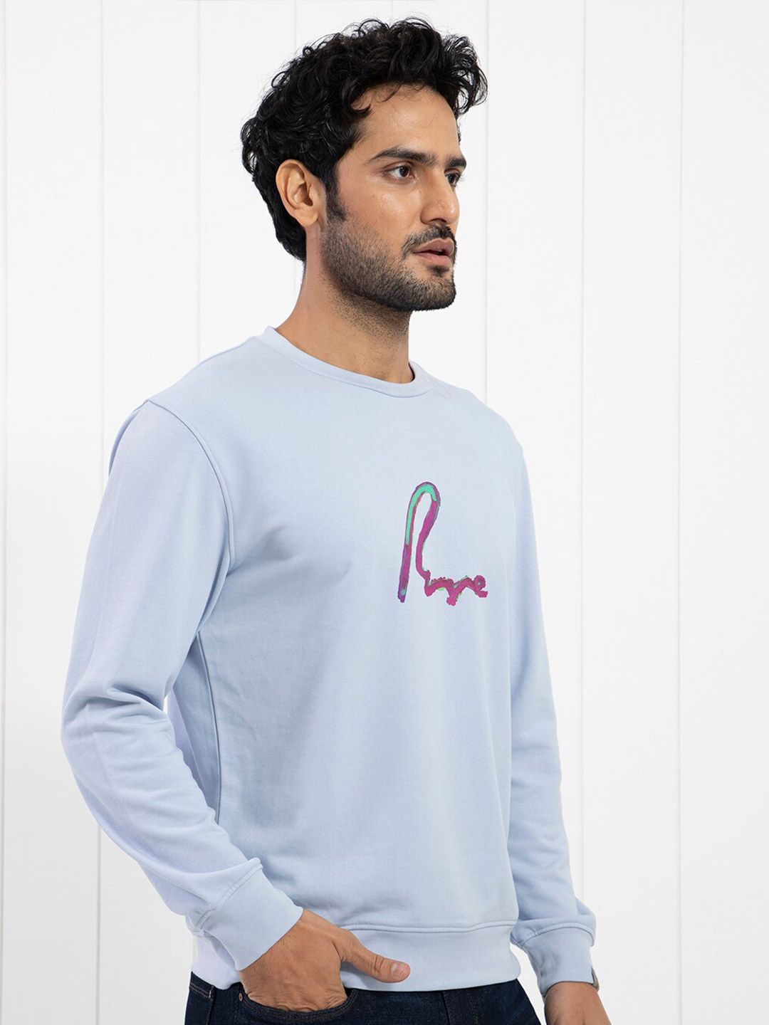 RARE RABBIT Men Toon Typography Printed Sweatshirt