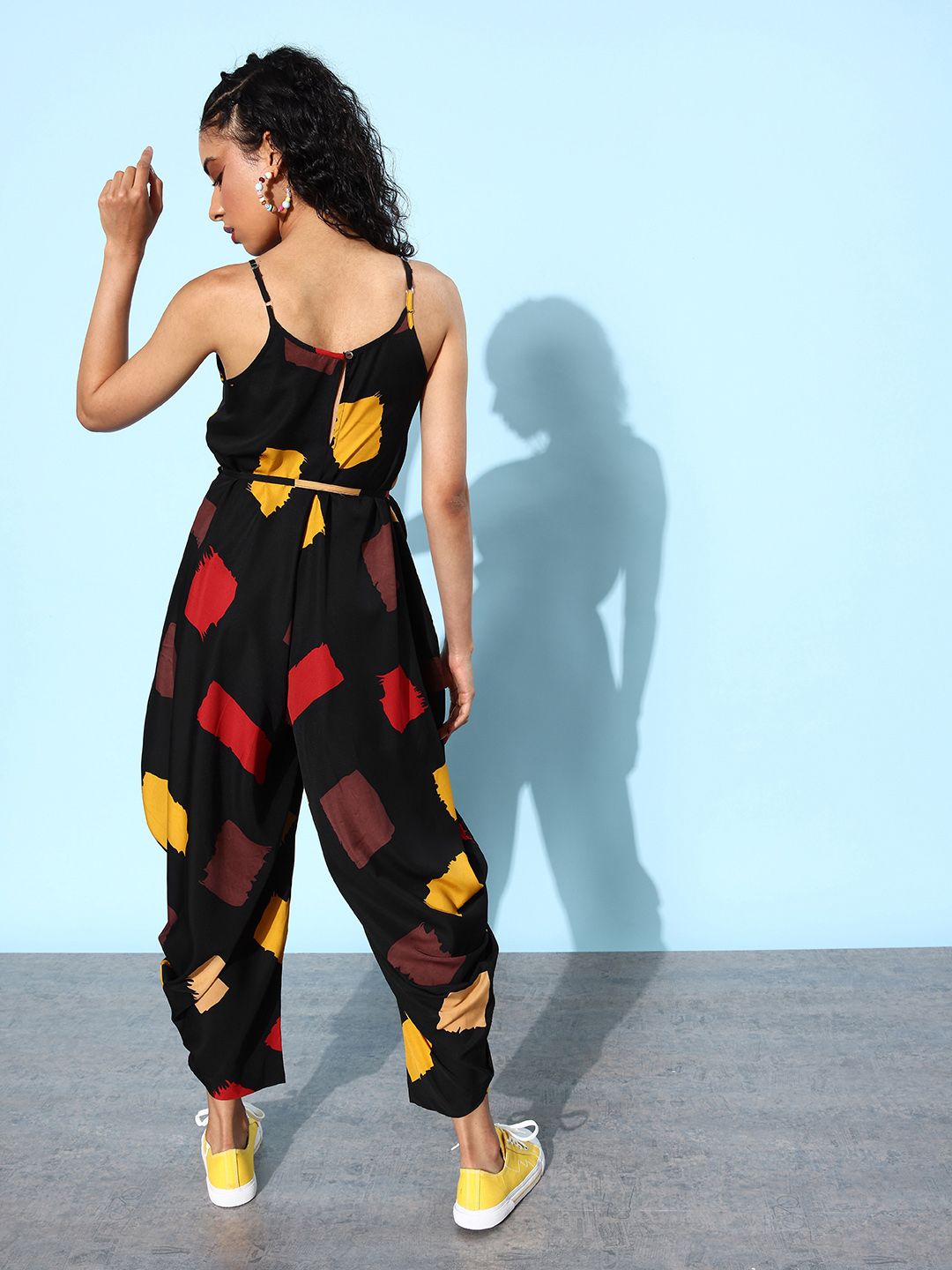 QUIERO Women Black & Brown Printed Basic Jumpsuit