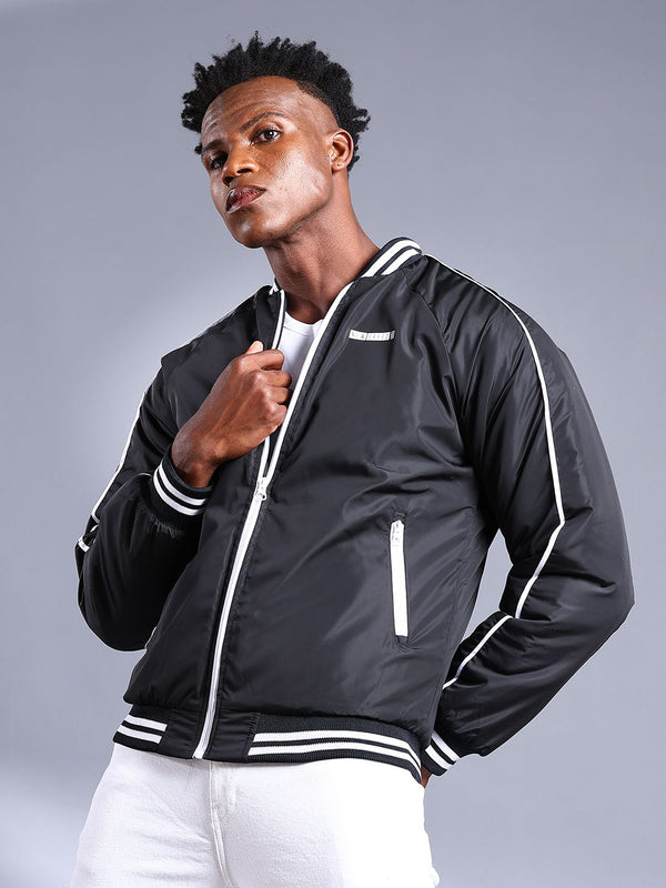 The Indian Garage Co Men Slim Fit Zip-Front Bomber Jacket