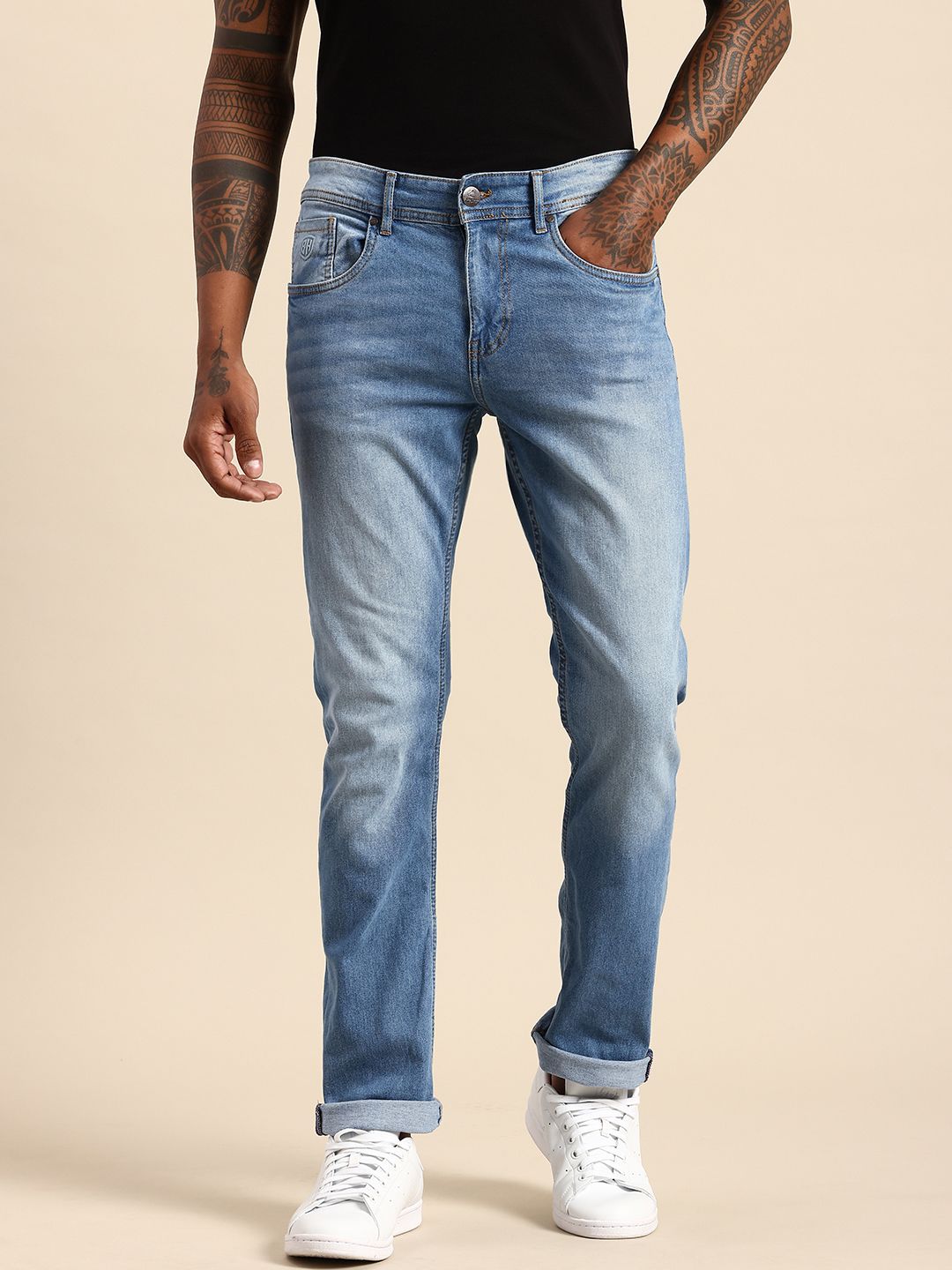 Being Human Men Slim Fit Heavy Fade Stretchable Jeans