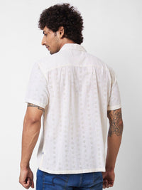 SPYKAR Self Design Cuban Collar Cotton Casual Shirt