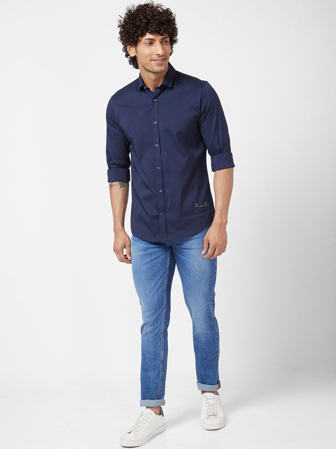 SPYKAR Men Slim Fit Low-Rise Heavy Fade Clean Look Cotton Stretchable Jeans