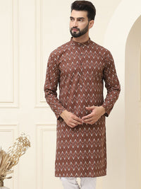 SOJANYA Men Brown Ethnic Motifs Thread Work Kurta