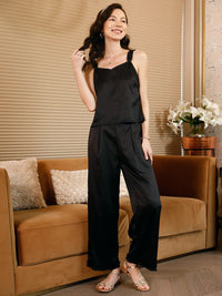 STREET 9 Black Shoulder Straps Ruffled Top & Trousers Co-Ords Set
