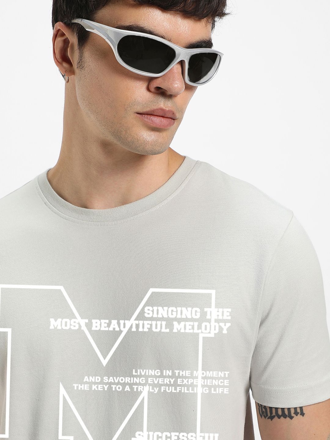 Bewakoof Men Typography Printed Round Neck Pure Cotton T-shirt