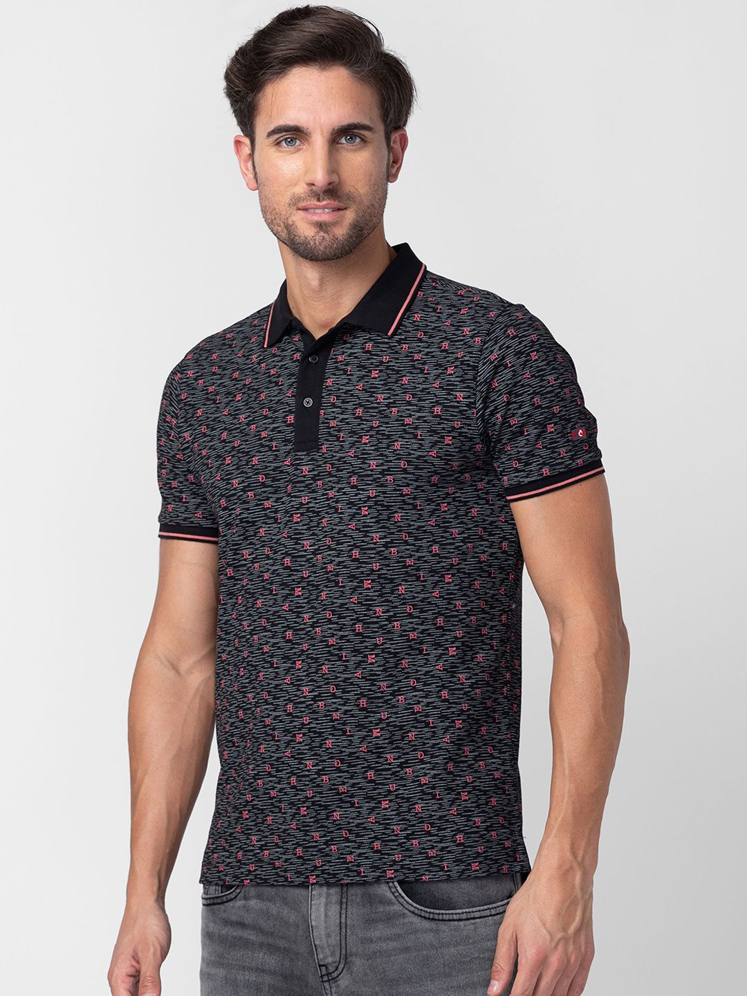 Being Human Men Pure Cotton Typography Printed Polo Collar T-shirt