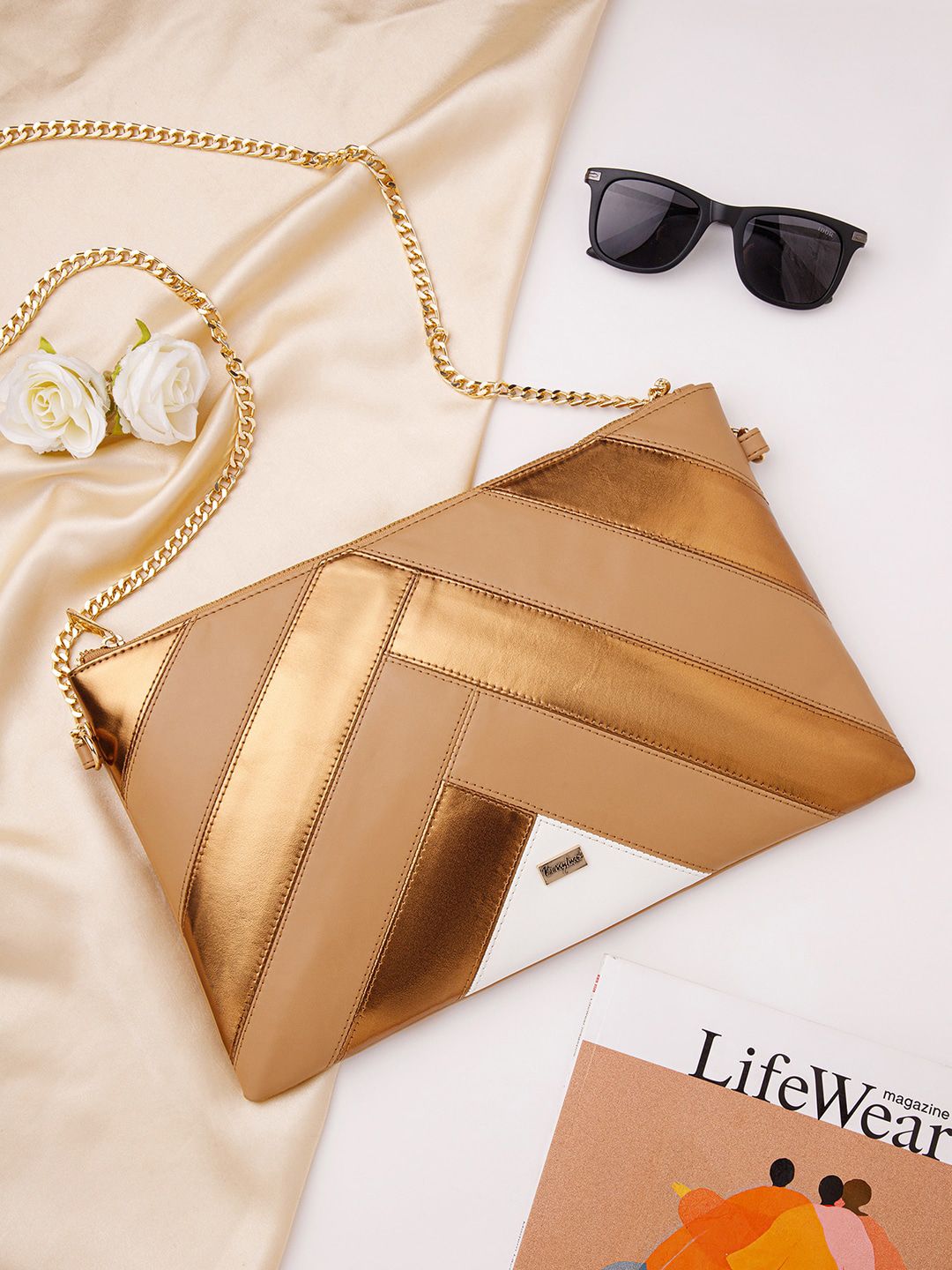 Berrylush Beige Textured Structured Sling Bag