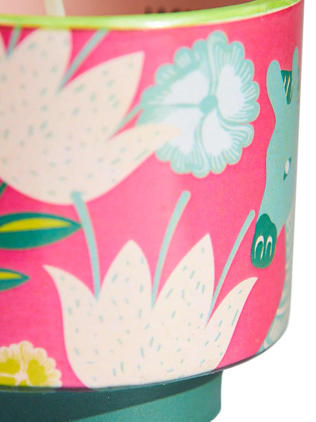 Chumbak Blue & Pink Small Ceramic White Lily Scented Jar Candle