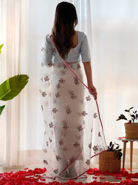 Saree mall Floral Embroidered Sequinned Net Saree