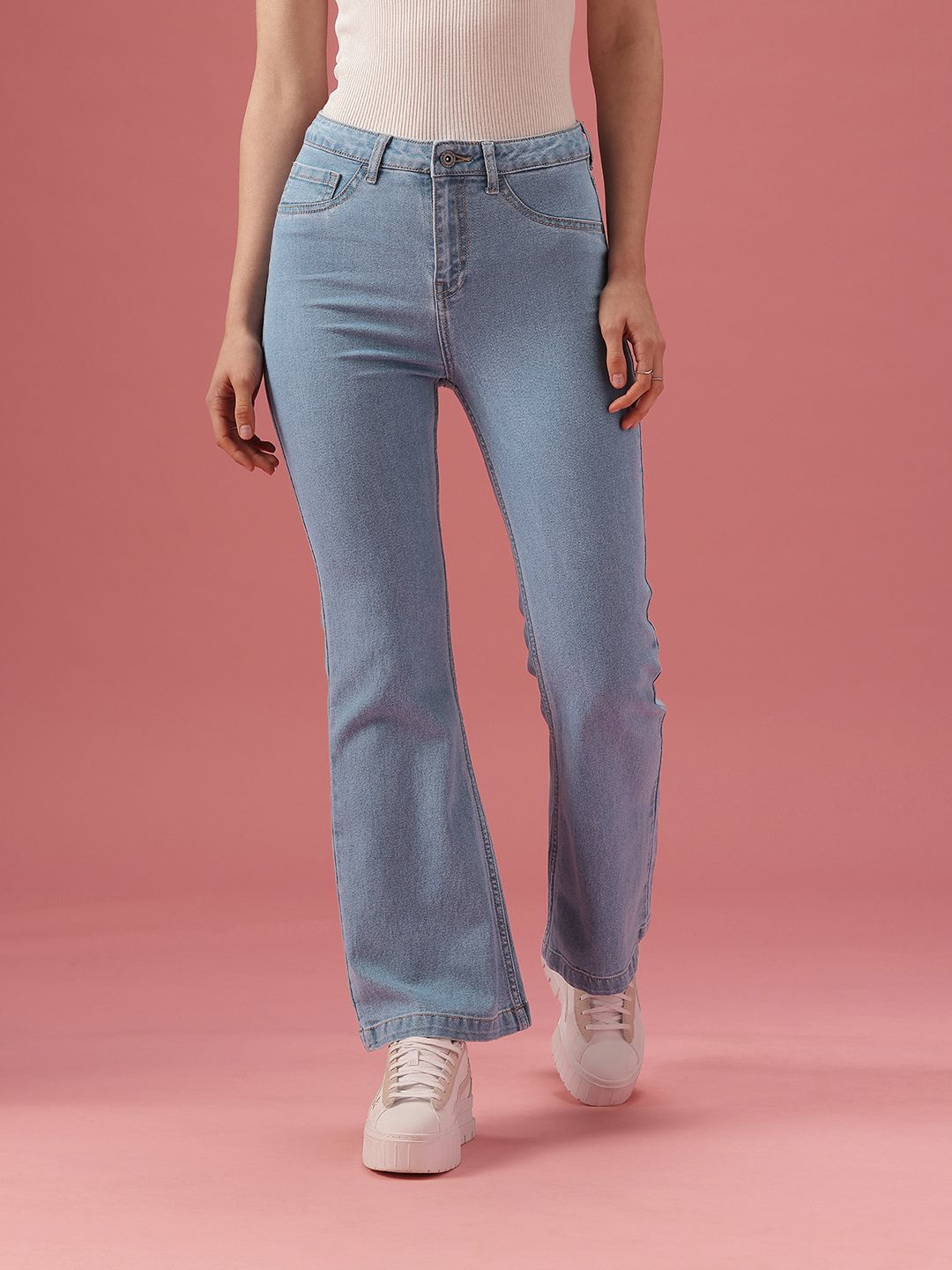 DressBerry Women Bootcut High-Rise Light Fade Stretchable Jeans