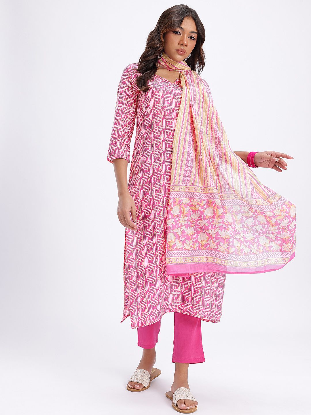 Anouk Pure Cotton Printed Kurta with Trousers & Dupatta