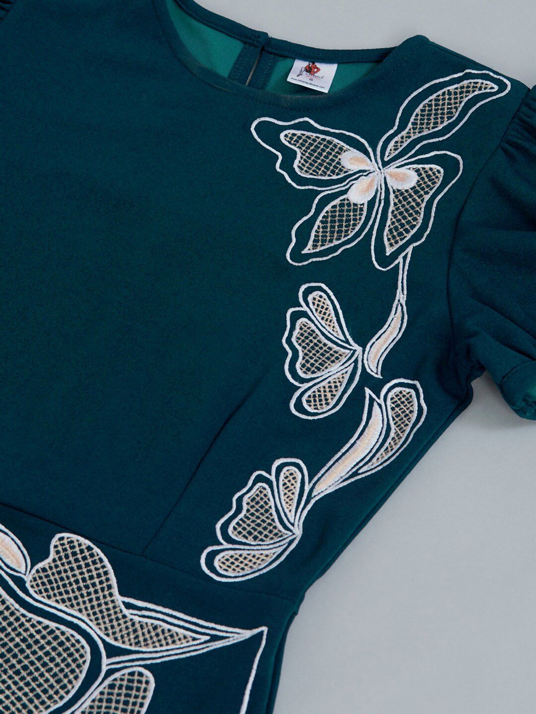 Athena Teal Blue & White Embroidered Maxi Dress