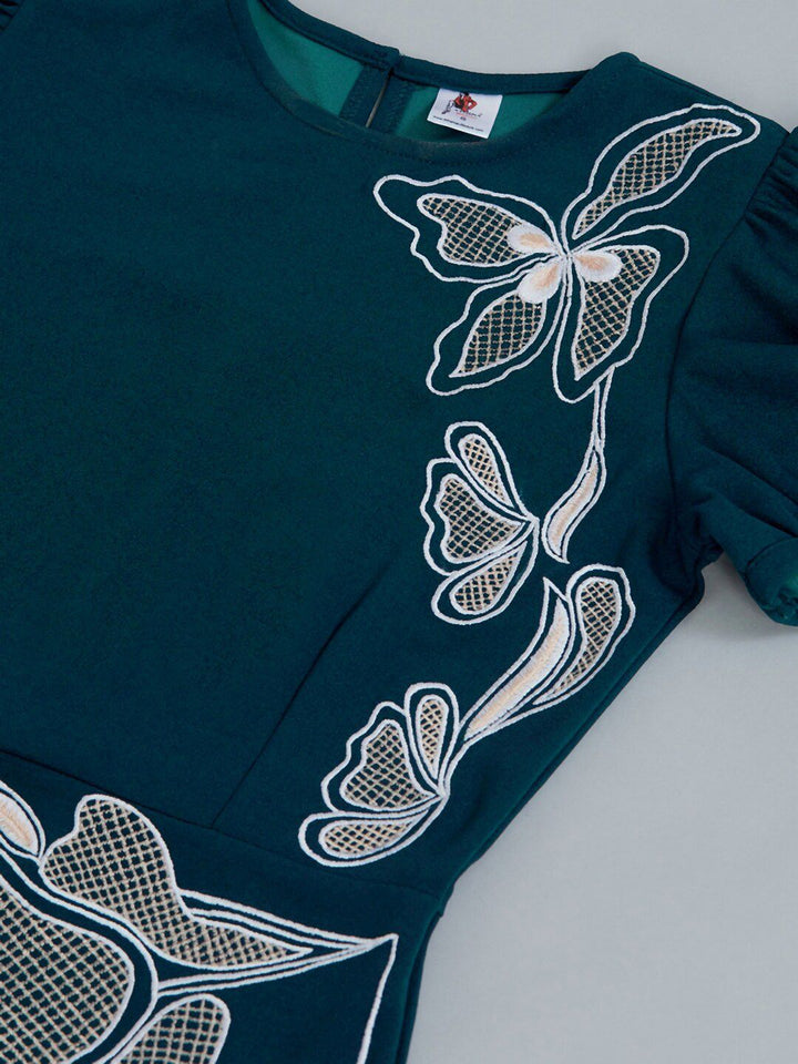 Athena Teal Blue & White Embroidered Maxi Dress