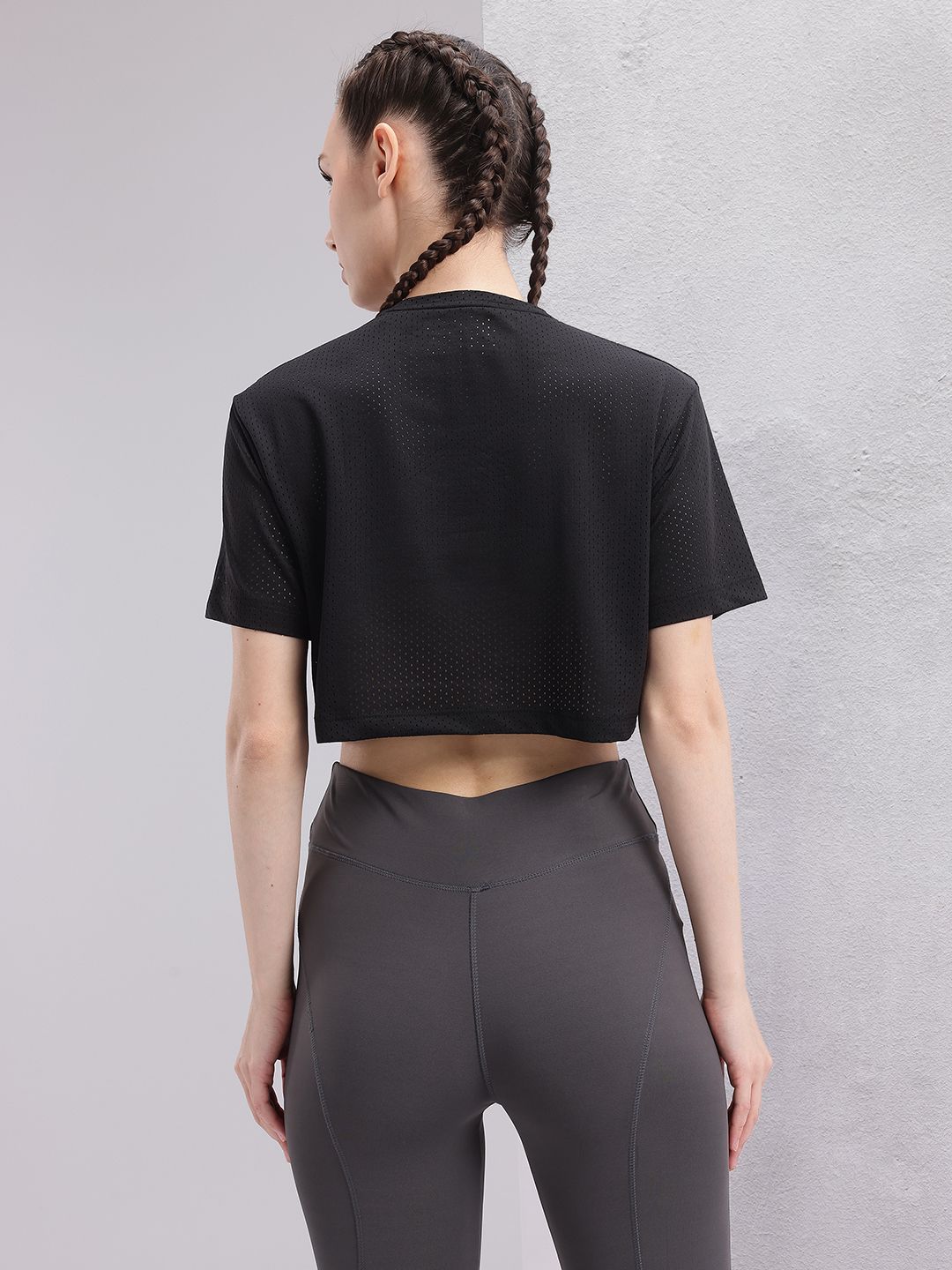 HRX by Hrithik Roshan Brand Logo Printed Relaxed Training Crop T-shirt