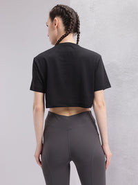 HRX by Hrithik Roshan Brand Logo Printed Relaxed Training Crop T-shirt