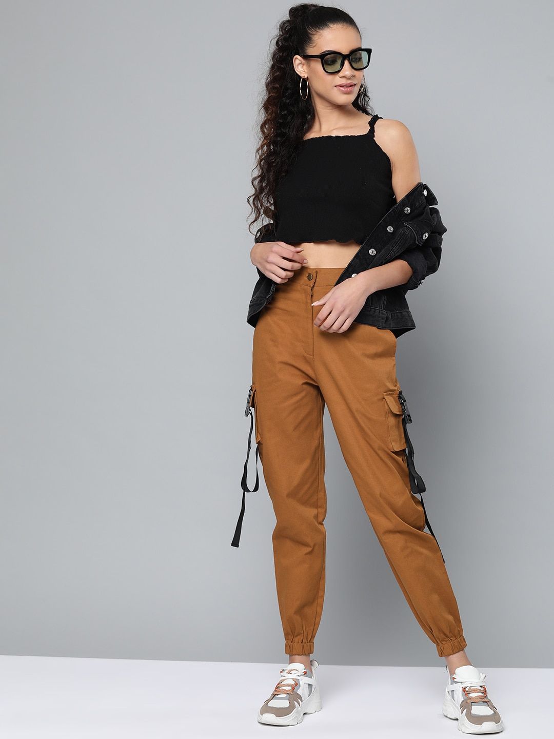 STREET 9 Women Rust Brown Loose Fit Cargos