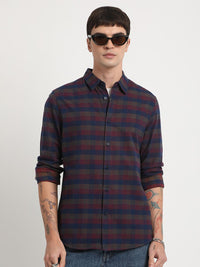 THE BEAR HOUSE Tartan Checks Slim Fit Pure Cotton Casual Shirt