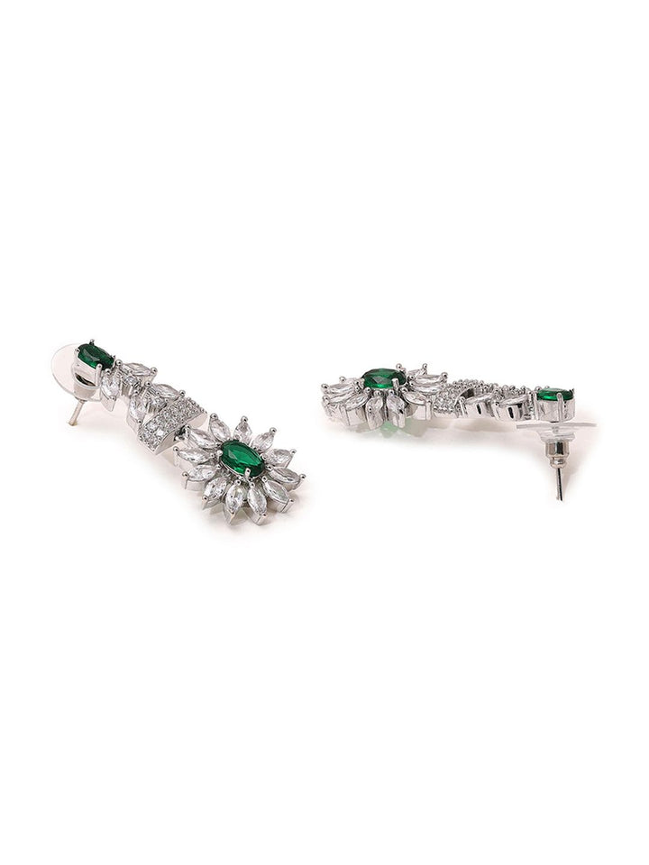 Priyaasi Silver-Plated AD Stone-Studded Jewellery Set