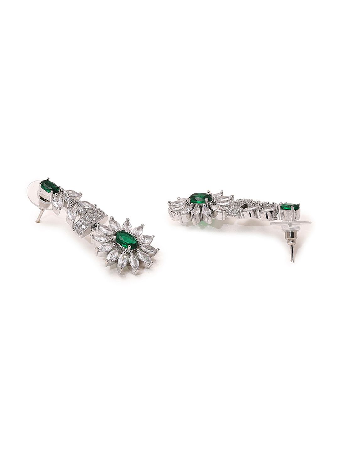 Priyaasi Silver-Plated AD Stone-Studded Jewellery Set