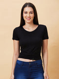 Being Human Waist Tie-Up Detailed Fitted Crop Tshirts