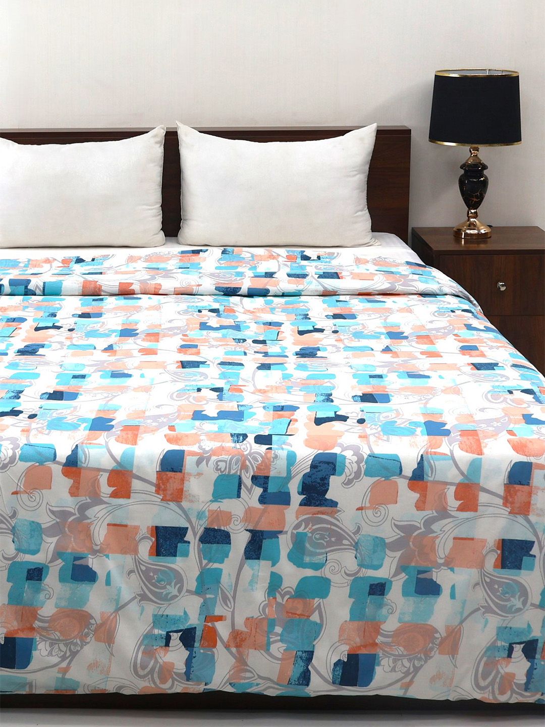 Bombay Dyeing Allure 144 TC 100% Cotton Teal Blue Double King Duvet Cover