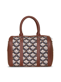 ZOUK Black & White Floral Printed Oversized Structured Handheld Bag