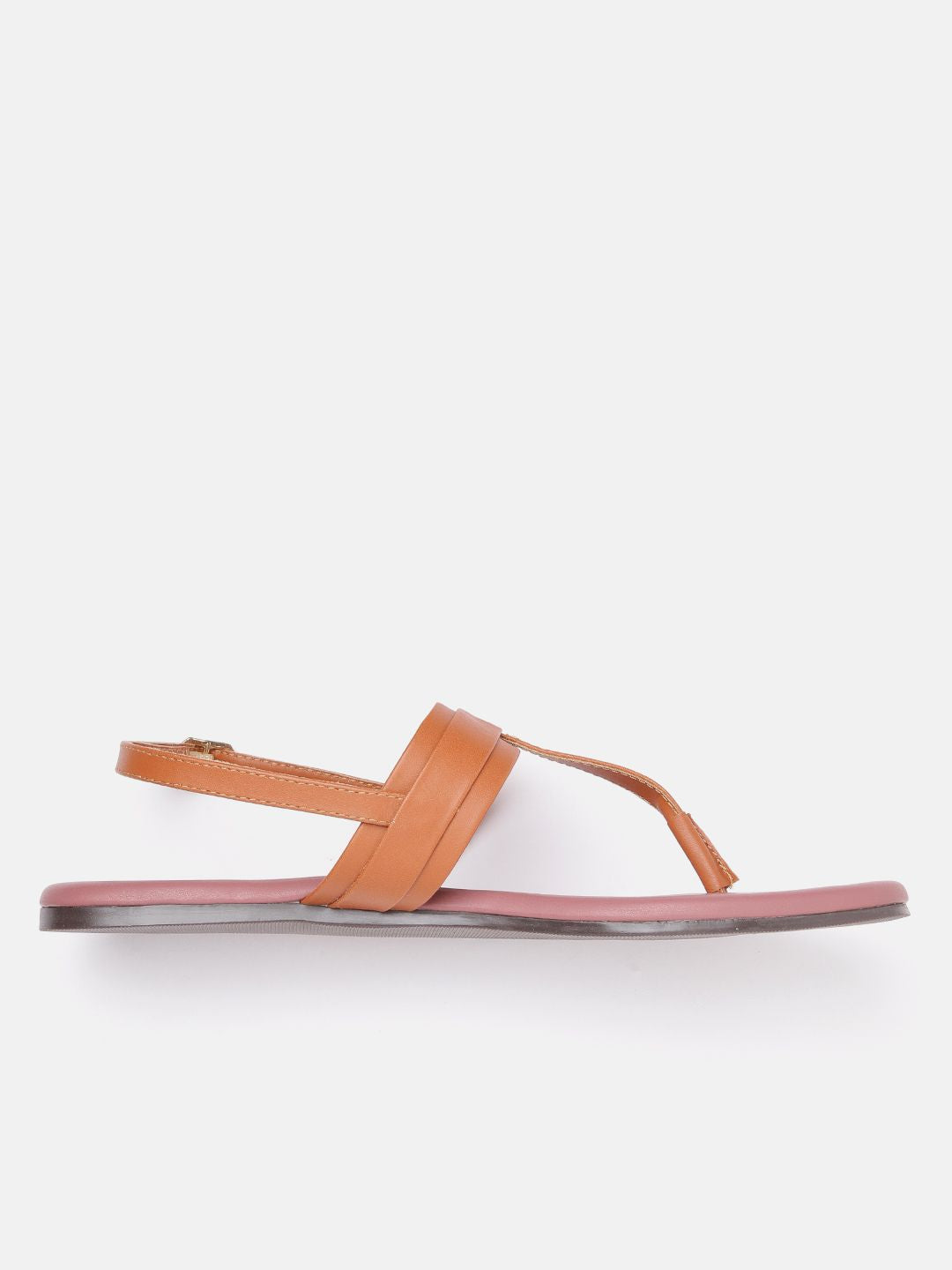 DressBerry Women Solid T-Strap Flats with Buckle Detail
