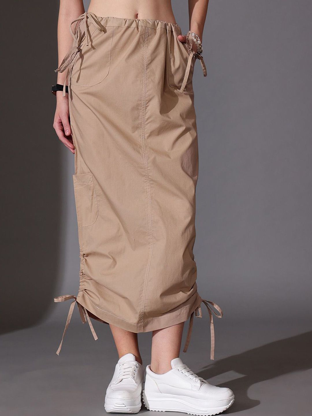 STREET 9 Solid Pure Cotton Parachute Skirt