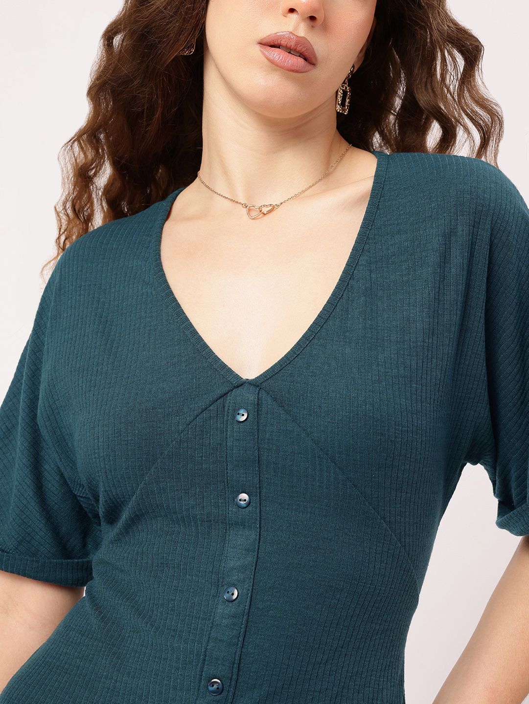 DressBerry Elevated Casuals Rib Knit Empire Mini Dress
